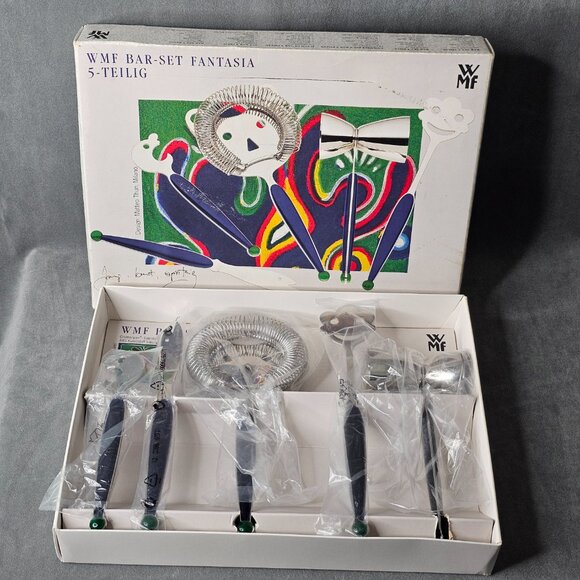 WMF CROMARGAN GERMAN fantasy FACES STAINLESS BAR SET - 5 PCS MATTEO THUN B1-34 - Picture 2 of 4